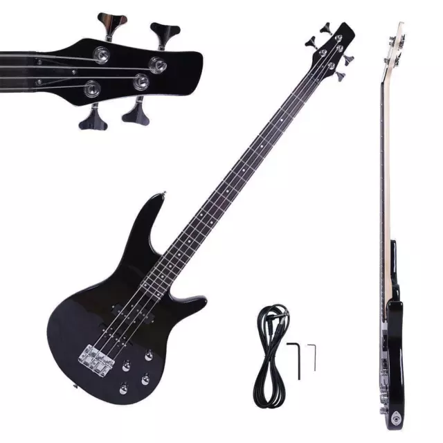 School Band GIB Basswood 4 Strings Electric Bass Guitar Basswood Black