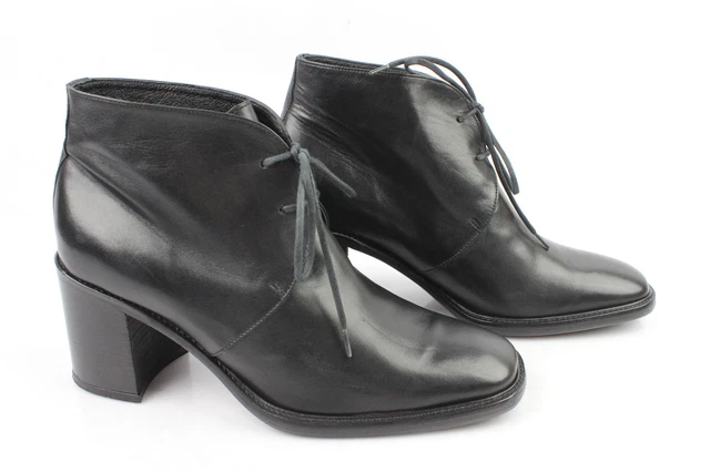 Bottines à Lacets VISE Tout Cuir Noir T 36 TTBE