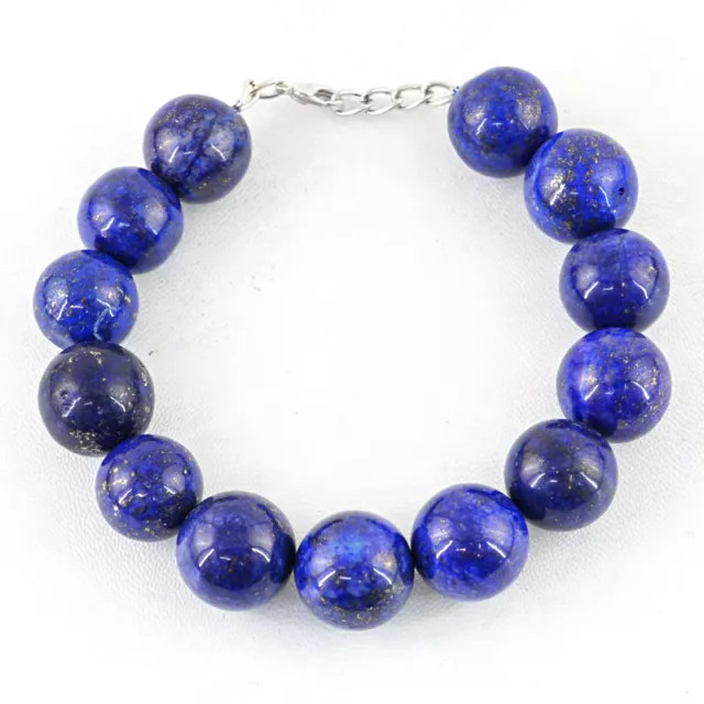 Rare Aaa 538.50 Cts Natural Round Shaped Rich Blue Lapis Lazuli Beads Bracelet 2