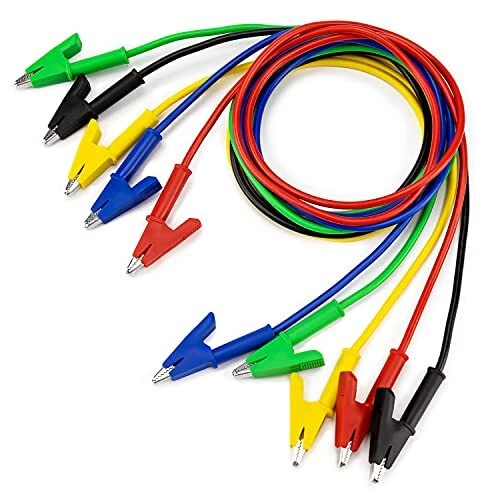 5PCS Alligator Clips Electrical Test Leads, Heavy Duty, 5 Colors 39.6 inches