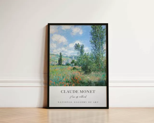 Claude Monet Poster View of Vétheuil Nature Scenery Wall Art Exhibition Print