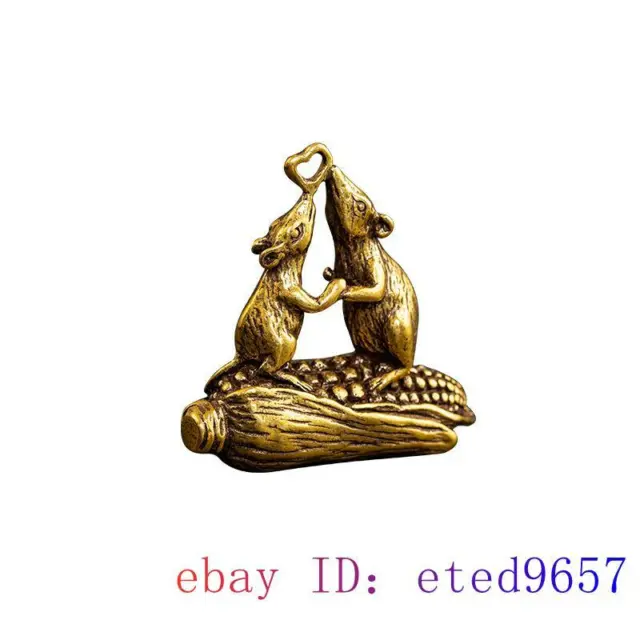 Brass Rat Figurines Key buckle Gifts Small Ornaments Statuette DIY Pendant
