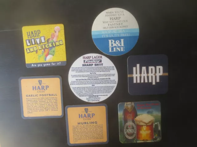 7 different HARP LAGER Overseas Brewery collectable BEER Coasters HA 10