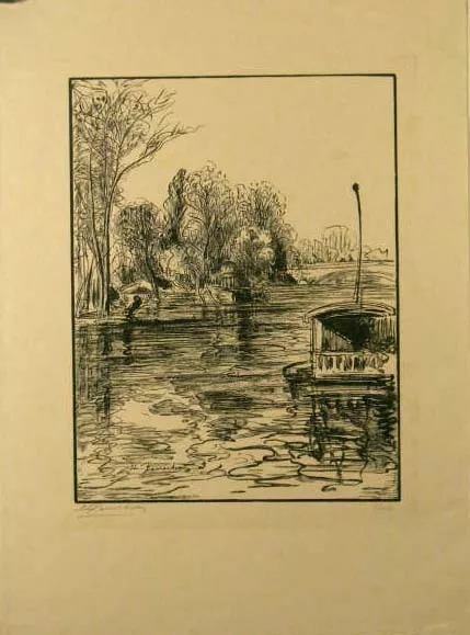 Gravure  sur bois de Perrichon, quai