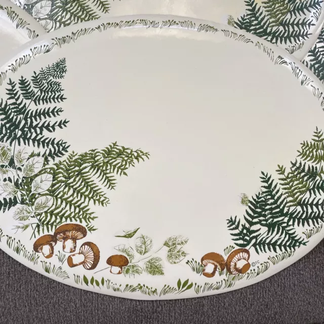 Vintage Vinyl Foam Mushroom Fern Placemat Set of 4 Brown Green White Oval TC