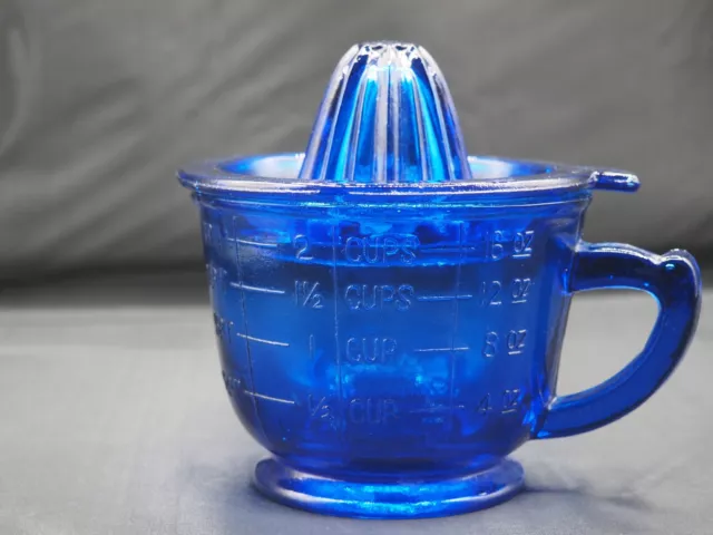 Cobalt Blue Glass Measuring Cup and Juicer/Reamer 2 Cups - Vintage Kitchen