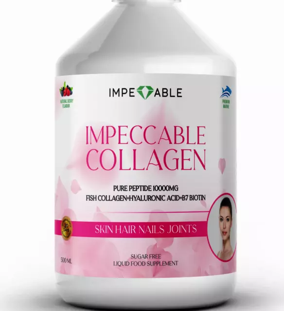 MARINE COLLAGEN LIQUID 10000mg hyaluronic Acid Vitamin C D & B Biotin sugar free