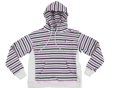 Champion Reverse Weave Cute Striped Girls Youth M Athletic Hoodie Sweatshirt