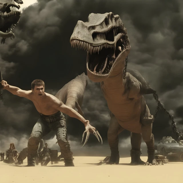 Mad Max Dinosaur How ya makin' out? - NFT  Ai Generative Art by TukoDoobie