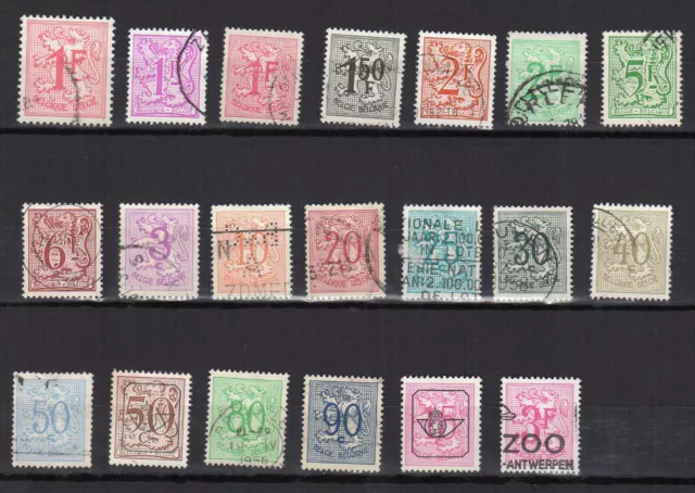 Belgique années 1950-60 chiffre lot de 20 timbres oblitérés /TE426