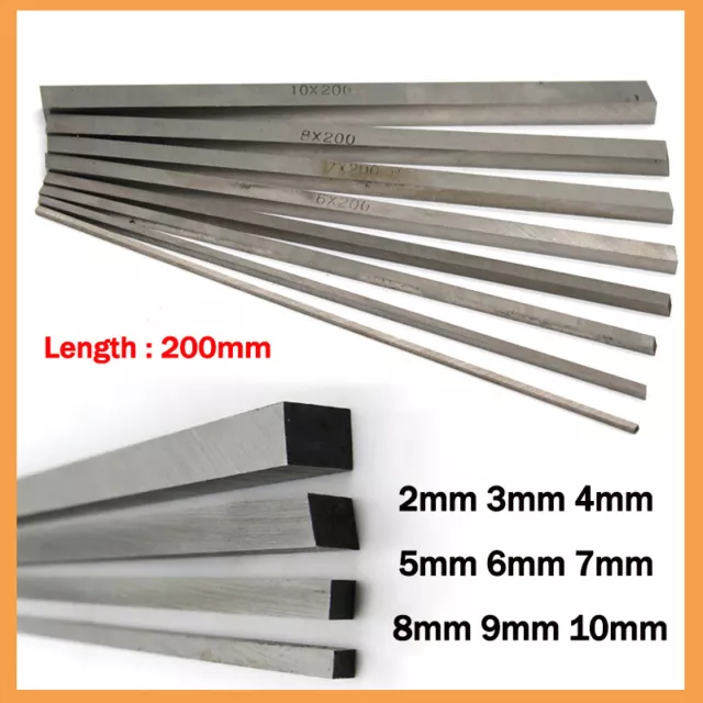 Asta quadrata acciaio asta metallica materiale intero asta quadrata 2 mm - 10 mm, lunghezza 200 mm
