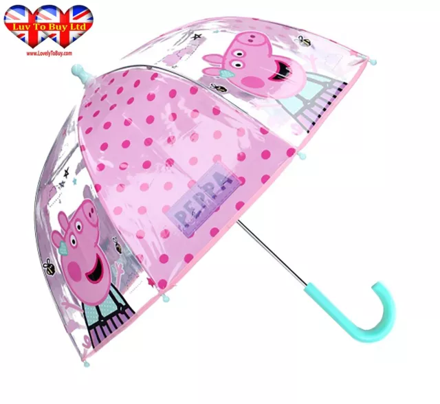 Kids Umbrella Official Peppa Pig Umbrella  Dome, Automatic Open ,Transparent .