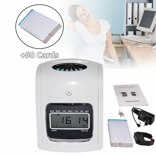 PUNCH TIME CARD Machine Employee Attendance Punch Time Clock Recorder