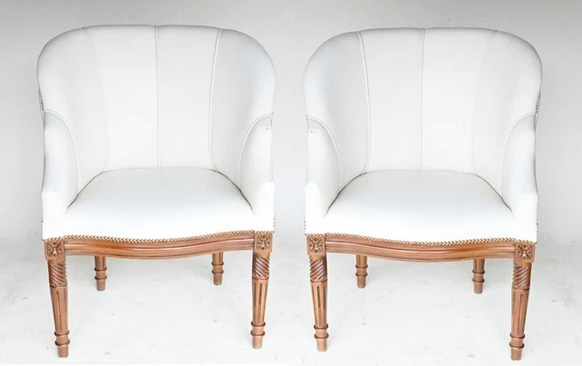 Pair Art Deco Arm Chairs Cloud Shell Back