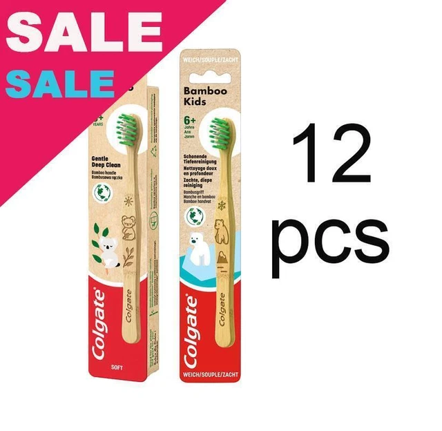 Colgate Bamboo Toothbrush Kids 6+ Soft Natural Gentle Deep Clean Value Pack x 12