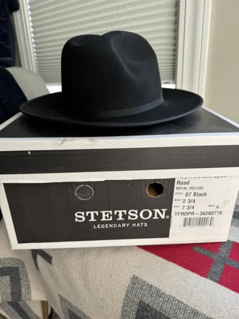 STETSON ROYAL DELUXE  OPEN ROAD HAT Size 7 3/4 Black