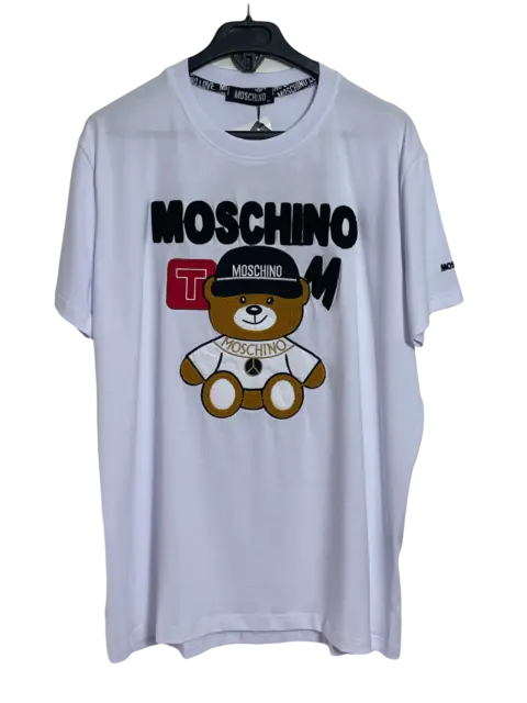 T-shirt homme blanc Moschino 95% Coton 5% Lycra très extensibles