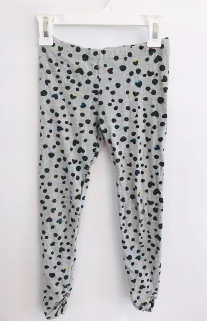 CIRCO Girls Size 5 Ruched Leggings Pants Gray Heart Dots Cotton Stretch