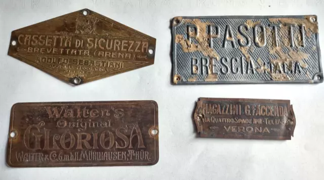 4 Placche in metallo varie Cassette sicurezza strumenti musicali Verona Brescia