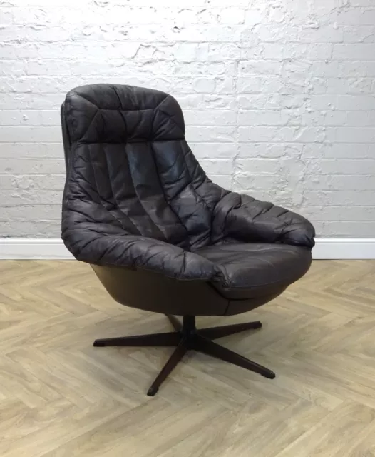 Mid-Century Vintage Danish Brown Leather Bramin Silhouette Chair by H W Klein