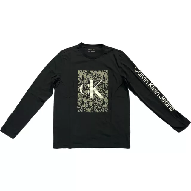 Shirt CK Long Sleeve Crew Neck Mens Calvin Klein Camo Cotton Digital Black S-XXL