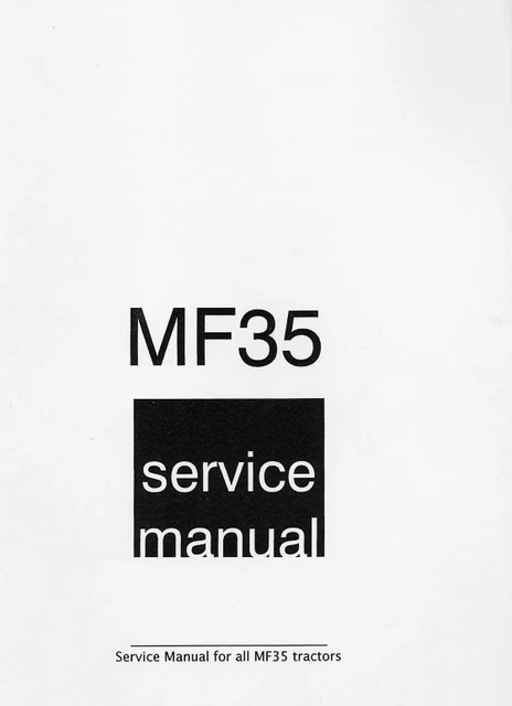 Massey Ferguson Mf35 Workshop Service Repair Manual Reprinted Comb Bound