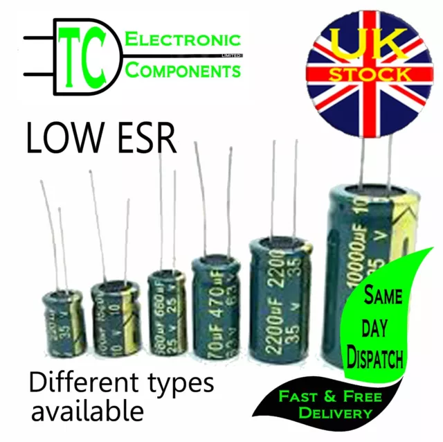 LOW ESR Aluminium Electrolytic Capacitors Radial (Different types available)