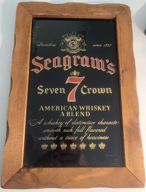 Seagrams 7 Seven Crown American Whiskey Glass Framed Sign.