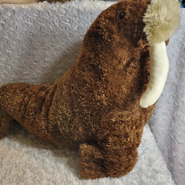 Sea World Walrus Plush Large Stuffed animal Stuffie ocean 2014 brown vinyl tusks
