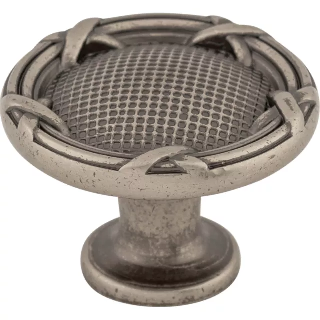 Top Knobs Cabinet  Ribbon & Reed Knob 1 1/4 Inch Pewter Antique