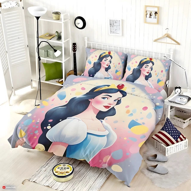 SNOW WHITE QUILT Duvet Cover Set Double Kids Bed Linen Bedspread Doona