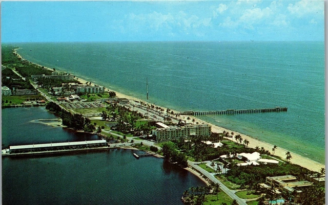 Vintage Florida FL Postcard Aerial View Lake Worth Beautiful Coastline