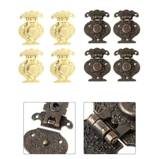 4PCS Antique Bronze Hasp for LATCH Jewelry Wooden Box Cabinet Buckle Lock Decora