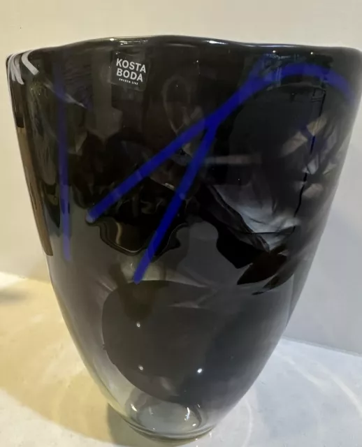 Kosta Boda Sweden Art Glass CONTRAST BLACK 8"- 20 cm Vase By Anna Ehrner
