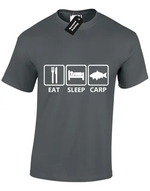 T-Shirt Da Uomo Eat Sleep Carp Pesca Pescatore Regalo Regalo Papà S-5Xl