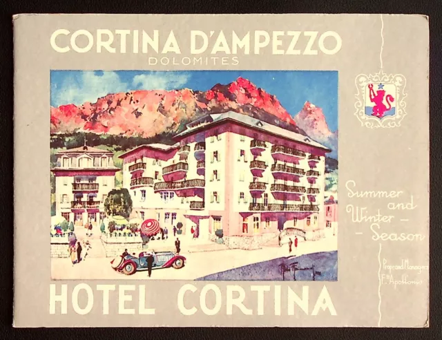 Hotel Cortina D'Ampezzo Dolomites Brochure Booklet 1930s Italy Room Photo Skiing