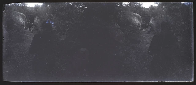 Paysage Rochers c1930 Photo NEGATIVE Plaque Stereo Vintage V36L7n 
