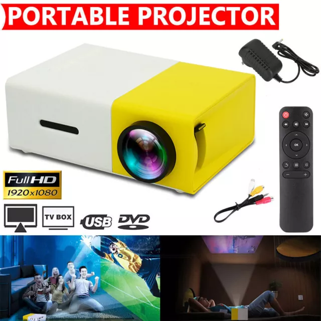 YG300 1080P Home Theater Cinema USB HDMI AV SD Mini Portable HD LED Projector AU