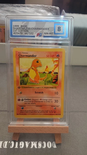 Pokemon Base Set 1st Edition Shadowless - Charmander 46/102 Pokegrade 8 (UK PSA)