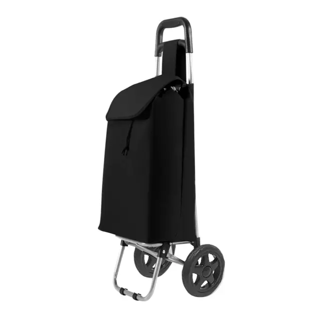 Black Shopping Cart Large Lightweight Folding Trolleys Waterproof Bag 2 Wheel UK