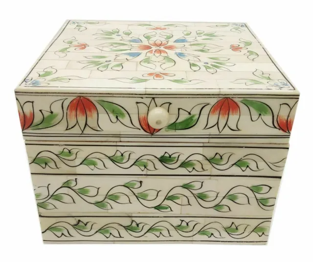 Bone Inlay Jewelry Box trinket box Decorative handmade Painting home decor gift