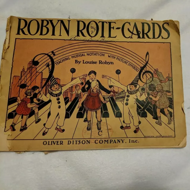 1935 ROBYN ROTE-CARDS Enseñando Música con Símbolos Oliver Ditson Co Folleto