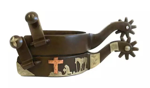 AJ Tack Praying Cowboy Copper Cross Western Show Spurs - Mens