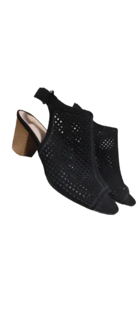 Roebuck & Co Women's Size 7 Suede Sandal Slingback Block Heel Black