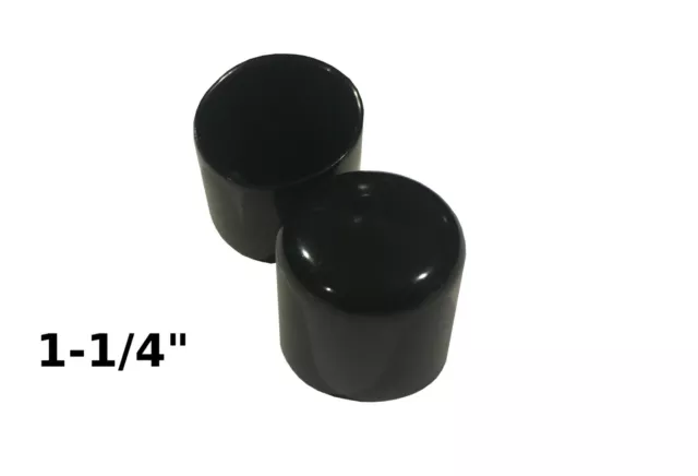 1 1/4" 1.25 inch Round Black Vinyl Plastic Tube Tip End Cap (2,4,10,20,50)