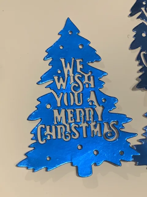 8 Christmas Tree Die Cuts mirror blue  Card Scrapbooking Decoration Merry Xmas