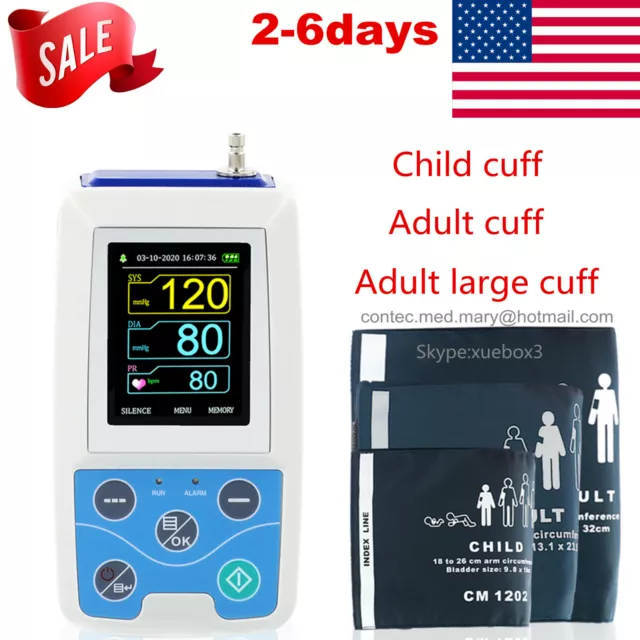 Ambulatory Blood Pressure Monitor+Software 24h NIBP Holter ABPM50 CONTEC US  NEW