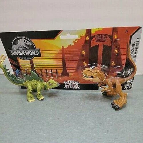 JURASSIC WORLD BENDY Biters Tyrannosaurus Rex and Stegosaurus EUR 17,51 ...