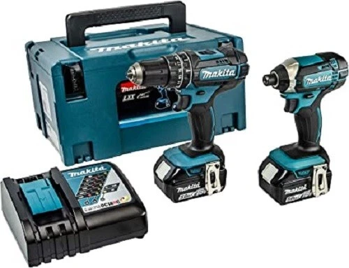 Makita DLX2131TJ 18 V 2 x 5 Ah kit percussione trapano combinato agli ioni di litio DHP482 DTD152
