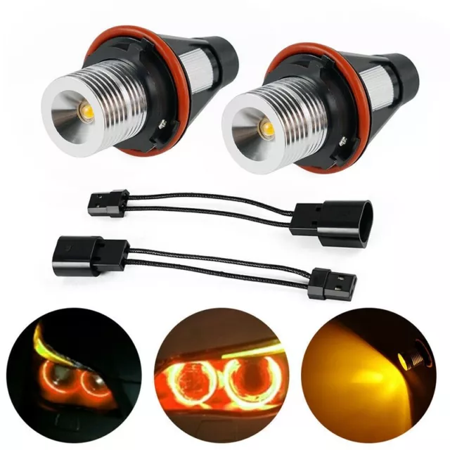 8000K Amber LED Angel Eye Marker Halo Light Bulbs Lamps for - E39 E53 E603256